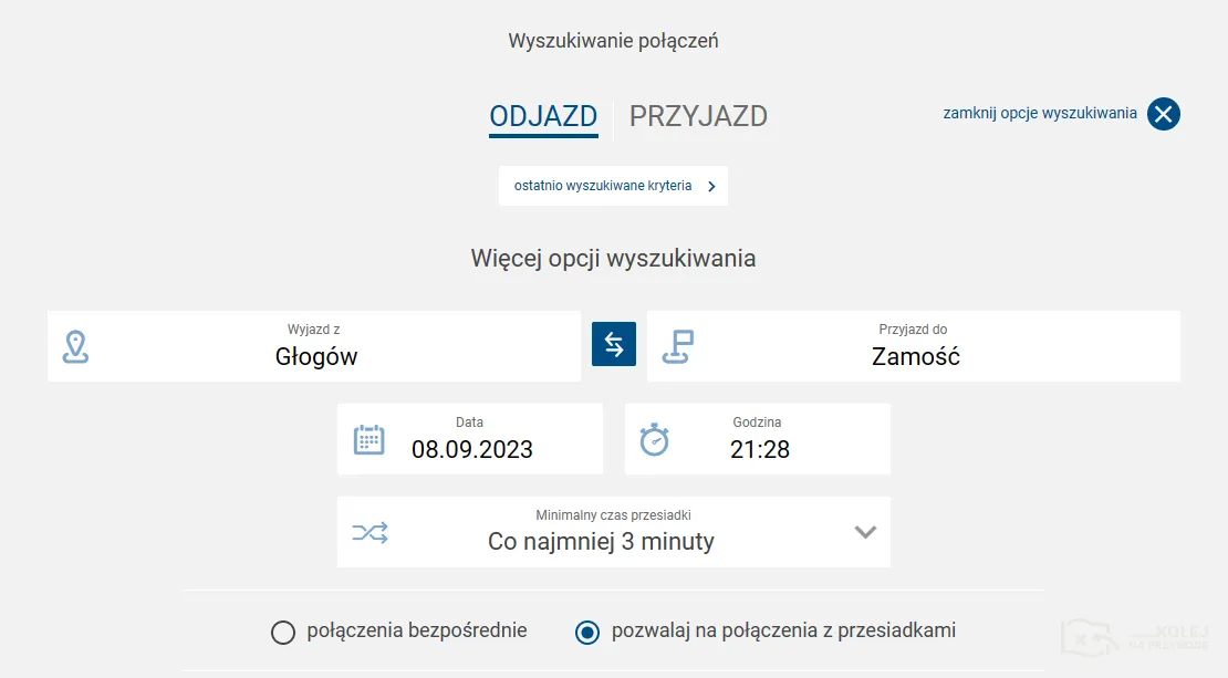 Zrzut ekranu z Portalu Pasażera.